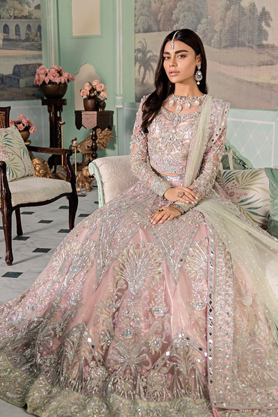 Pakistani Bridal Lehenga Designs In Embellished Heavy Hand Needle Work –  Aminas Collection