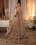 Faiza Saqlain Inspired Mahra Taupe Tiered Bridal Maxi with Dupatta