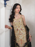 Saira Shakira Inspired Ivory Floral Embellished Suit with Black Dupatta