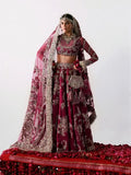 Hussain Rehar Inspired Burgundy Floral Bridal Lehenga with Choli and Dupatta