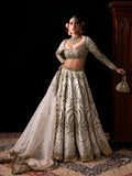 Hussain Rehar Inspired Chamkeli Ivory & Gold Bridal Lehenga