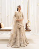 Faiza Saqlain Inspired Ivory Embroidered Gharara Suit with Dupatta