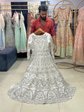 Ivory Silver Embellished Bridal Gown with Dupatta