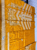 MNR Inspired Mustard Embroidered Gharara Suit with Striped Dupatta