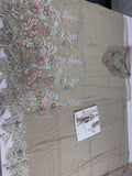 Maria B Inspired Greige Floral Embroidered Suit with Dupatta