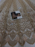 Maria B Inspired Champagne Gold Embellished Bridal Lehenga with Choli and Dupatta