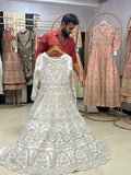Ivory Silver Embellished Bridal Gown with Dupatta