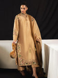 Hussain Rehar Inspired Camel Embroidered Three Piece Suit