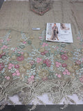 Maria B Inspired Greige Floral Embroidered Suit with Dupatta