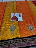 Maria B Inspired Orange Bridal Lehenga with Maroon Choli and Green Dupatta