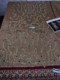 Maria B Inspired Bronze Gold Embroidered Three Piece Suit