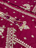 Khaadi Inspired Maroon Embroidered Shirt with Cream Gharara and Dupatta