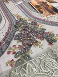 Maria B Inspired Taupe Embroidered Three Piece Suit with Dupatta
