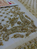 Maria B Inspired Gold Embellished Bridal Gharara Suit with Dupatta