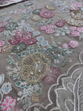 Maria B Inspired Greige Floral Embroidered Suit with Dupatta