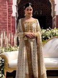 Haris Shakeel Inspired Ivory Gold Embellished Three Piece Suit