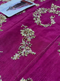 Hussain Rehar Inspired Burgundy Floral Bridal Lehenga with Choli and Dupatta