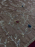 Maria B Inspired Bronze Gold Embroidered Three Piece Suit