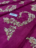 Hussain Rehar Inspired Burgundy Floral Bridal Lehenga with Choli and Dupatta