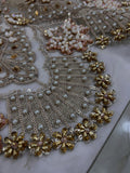 Maria B Inspired Champagne Gold Embellished Bridal Lehenga with Choli and Dupatta