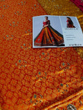 Maria B Inspired Orange Bridal Lehenga with Maroon Choli and Green Dupatta