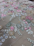 Maria B Inspired Greige Floral Embroidered Suit with Dupatta