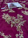 Hussain Rehar Inspired Burgundy Floral Bridal Lehenga with Choli and Dupatta