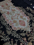 Saira Shakira Inspired Ivory Floral Embellished Suit with Black Dupatta