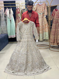 Ivory Silver Embellished Bridal Gown with Dupatta