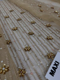 Maria B Inspired Champagne Gold Embellished Bridal Lehenga with Choli and Dupatta