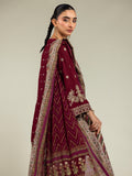 Khaadi Inspired Maroon Embroidered Shirt with Cream Gharara and Dupatta