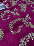 Hussain Rehar Inspired Burgundy Floral Bridal Lehenga with Choli and Dupatta