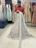 Ivory Silver Embellished Bridal Gown with Dupatta