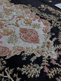 Saira Shakira Inspired Ivory Floral Embellished Suit with Black Dupatta