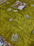 Faiza Saqlain Inspired Olive Green Embroidered Gharara Suit with Dupatta