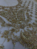 Maria B Inspired Gold Embellished Bridal Gharara Suit with Dupatta