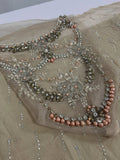 Maria B Inspired Greige Floral Embroidered Suit with Dupatta