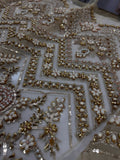 Maria B Inspired Champagne Gold Embellished Bridal Lehenga with Choli and Dupatta