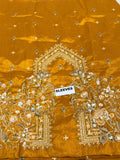 MNR Inspired Mustard Embroidered Gharara Suit with Striped Dupatta