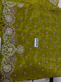Faiza Saqlain Inspired Olive Green Embroidered Gharara Suit with Dupatta