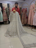 Ivory Silver Embellished Bridal Gown with Dupatta