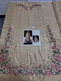Hussain Rehar Inspired Camel Embroidered Three Piece Suit