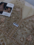 Maria B Inspired Champagne Gold Embellished Bridal Lehenga with Choli and Dupatta