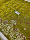 Faiza Saqlain Inspired Olive Green Embroidered Gharara Suit with Dupatta