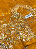MNR Inspired Mustard Embroidered Gharara Suit with Striped Dupatta