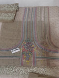 Maria B Inspired Taupe Embroidered Three Piece Suit with Dupatta