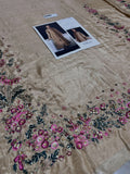 Hussain Rehar Inspired Camel Embroidered Three Piece Suit