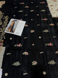 Saira Shakira Inspired Ivory Floral Embellished Suit with Black Dupatta