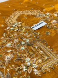 MNR Inspired Mustard Embroidered Gharara Suit with Striped Dupatta