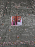 Haris Shakeel Inspired Mint Grey Embellished Suit with Pink Dupatta